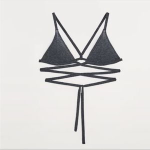 NWT Zara Strappy Wool Grey Bralette Size Small